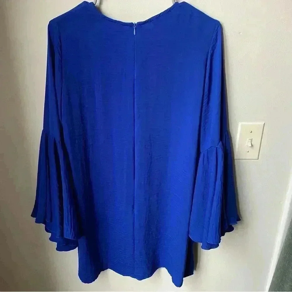 Royal Blue Mini Dress with Bell Sleeves - Women’s Size Large fits like Medium - Picture 7 of 14